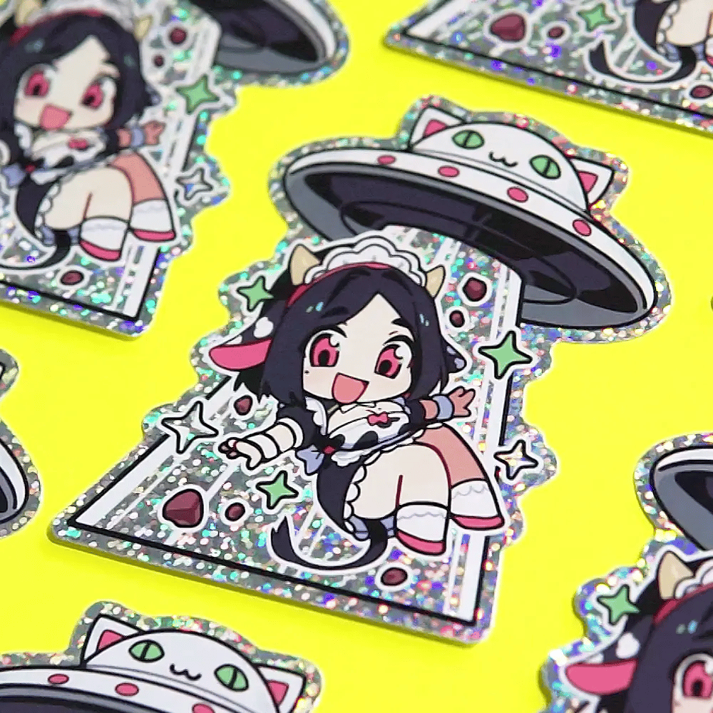 Cowgirl UFO Glitter Sticker