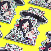 Cowgirl UFO Glitter Sticker