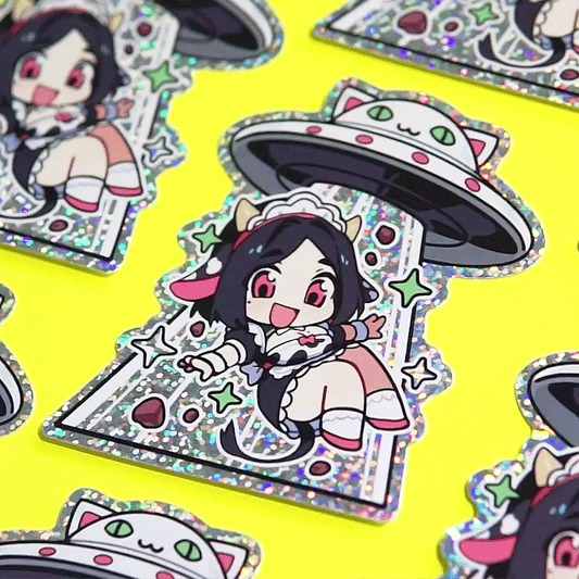 Cowgirl UFO Glitter Sticker